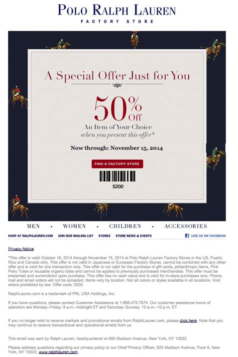 ralph lauren factory store coupon 2019